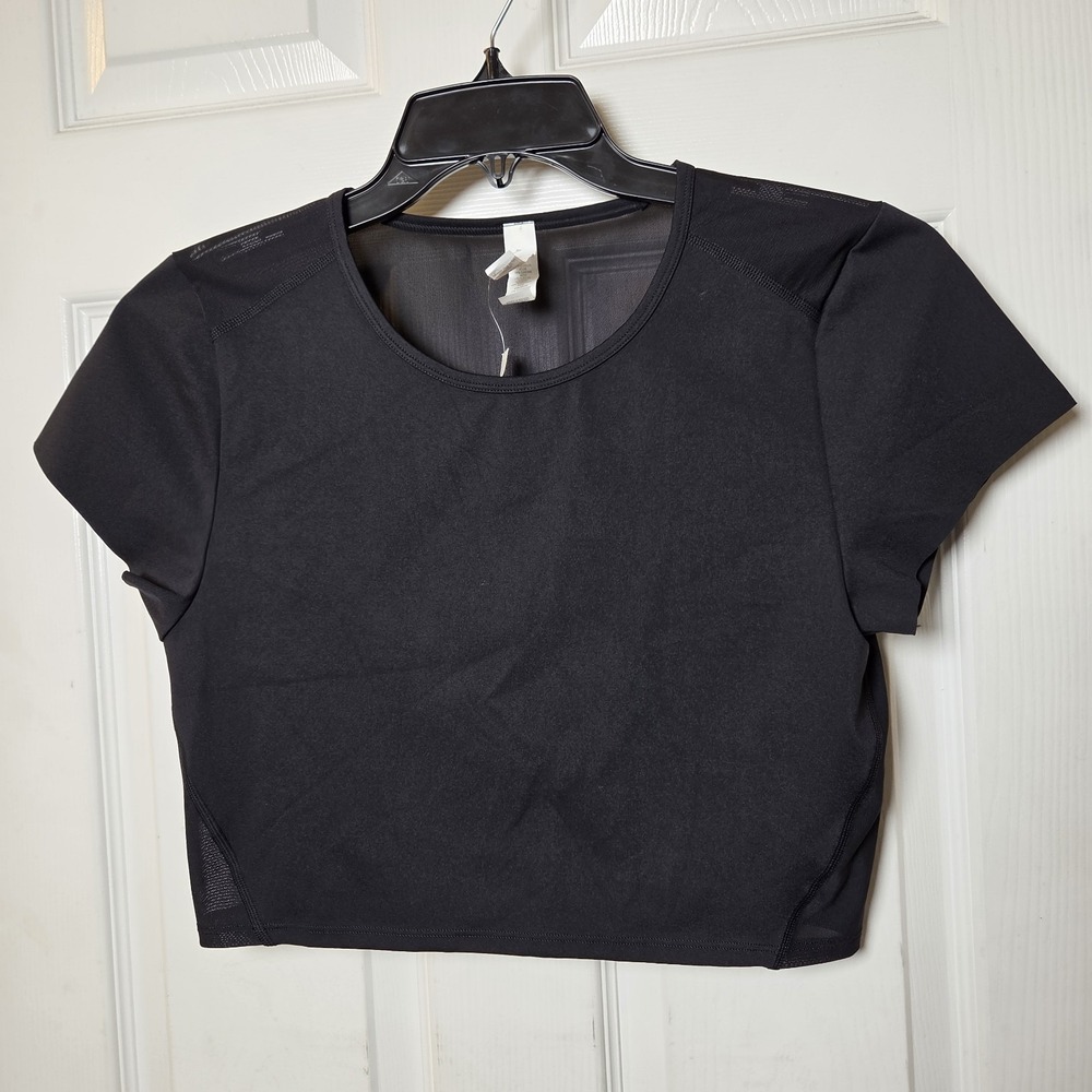 Offline by Aerie sz XL black cropped sheer back active top NWT athleisure casual